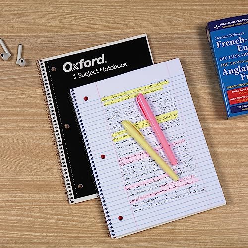 Oxford Spiral Notebook 1-Subject, Bulk College Ruled Spiral Notebooks for School, College Ruled Paper, Black Covers, 70 Perforated Lined Sheets, 8 x 10-1/2 Inches, 12-Pack, Bulk Journals (63744)