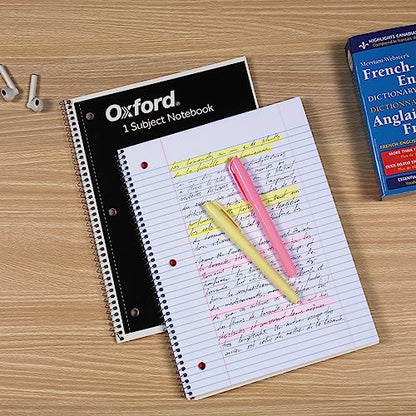 Oxford Spiral Notebook 1-Subject, Bulk College Ruled Spiral Notebooks for School, College Ruled Paper, Black Covers, 70 Perforated Lined Sheets, 8 x 10-1/2 Inches, 12-Pack, Bulk Journals (63744)