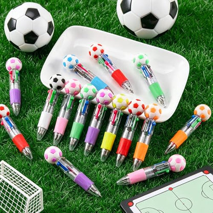 24Pcs Soccer Mini Multicolor Pens in One 4-in-1, Cute Pens Bulk for Party Favors and Birthdays, Ballpoint Pen Back To School Gifts Classroom Student Prizes - style: Soccer-24pcs