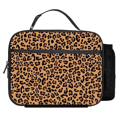 Leopard Print Lunch Bag Reusable Insulated Cheetah Lunch Box Keep Food Cooler Thermal Lunch Tote for Women Men - color: Leopard Print