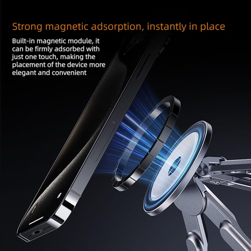 Portable Laptop Stand for Desk, Foldable Adjustable Computer Riser with Magnetic Phone Holder, Aluminum Laptop Stand Tablet Stand Mobile Phone Holder (Navy Blue) - color: Navy blue