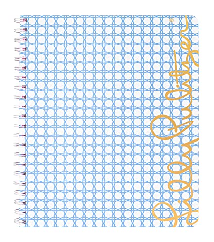 Lilly Pulitzer Large Hardcover Spiral Notebook, 11" x 9.5" with 160 College Ruled Pages, Frenchie Blue Caning - color: Frenchie Blue Caning