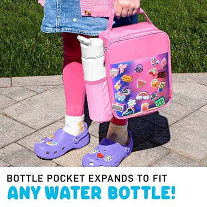 Fit & Fresh Lunch Box For Kids, Boys & Girls, School, Camp, Insulated Bag With Shoe Charm Slots For Personalization, Holographic Pink - color: Holographic Pink