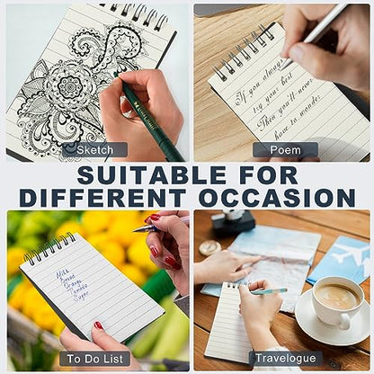 Tenceur 18 Pcs Pocket Notebook Bulk Small 3x5 Inch Spiral Notepads Mini Top Bound Notebook with Lined 120 Pages Ruled Memo Pads for Office College Nurse Essentials Back to School Gift - color: Black