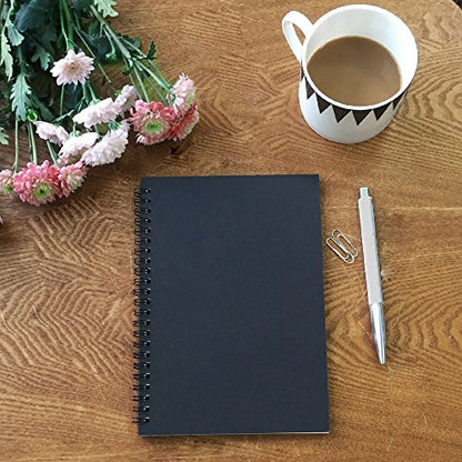 Twinkle Spiral Notebook, 3Pack Spiral Journal, Thick Pure White Paper 120 Pages Wirebound Notebooks, Sketch Pads& Planner（Black - color: Black