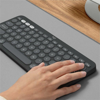 Logitech Pebble Keys 2 K380s, Multi-Device Bluetooth Wireless Keyboard with Customizable Shortcuts, Slim and Portable, Easy-Switch for Windows, macOS, iPadOS, Android, Chrome OS - Tonal Graphite - color: Graphite