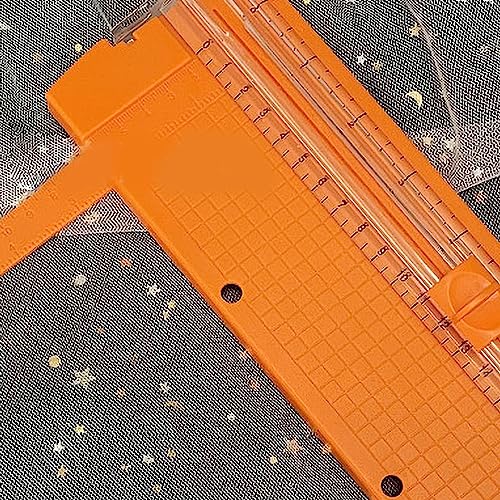 Paper Cutter Efficient Light Duty Mini Folding Trimmer Clear Scale for Scrapbook Supplies Craft Paper Trimmer for Cardstock, 5 Color Options (Orange) - color: Orange