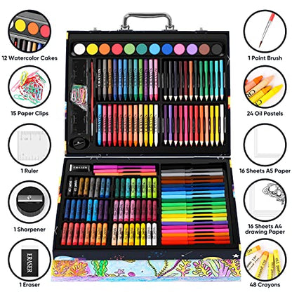 Soucolor 183-Pack Cute Preppy Stuff School Office Teacher Supplies | 48 ct Crayons,24 Oil Pastels,24 Drawing Pencils,Art Markers,Watercolor Cakes,Sketch Papers,Classroom Must Have,Stocking Stuff - style: Spaceship