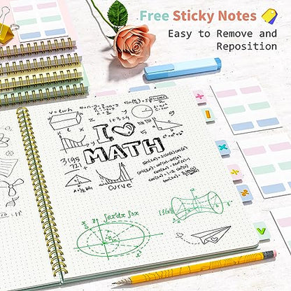 Umriox 4 Pack Dotted Spiral Notebook, 8.5" x 11" Dot Grid Journal Notebook, 160 Pages Spiral Bound Notebook with Sticky Notes, Journal for Writing Drawing Women Men Work School - size: 8.5 x 11 in, style: Dotted