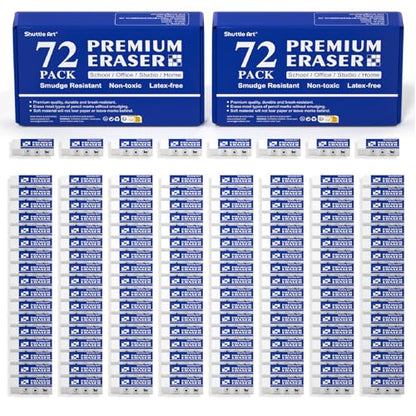 Erasers, Shuttle Art 144 Pack Premium Eraser Bulk, White Erasers Classroom Set for Kids Teachers as School and Office Supplies