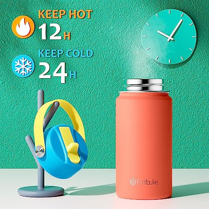 Fimibuke Kids Insulated Water Bottle, 14oz BPA FREE Double Wall Vacuum Tumbler 18/8 Stainless Steel Leak Proof Kids Cups with Straw Metal Water Bottle for School Boys Girls (2 Pack, Ocean Life) - color: B8. Ocean Life