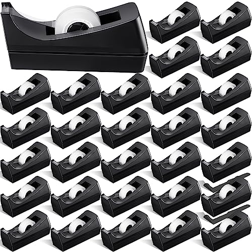 Colarr 30 Pack 30 Pack Desktop Tape Dispenser Non Skid Base Tape Dispensers Desk Black Tapes Roll Dispenser for Classroom Office Home, Tapes Not Included