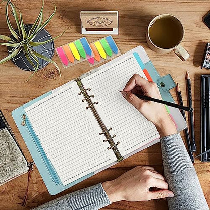Harphia A5 6 Holes Binder Refill Value Set, 90sheets rulled line loose leaf paper with stickers and dividers, planner inserts with binder pockets for A5 binder 6 holes refillable notebook,005da5line - color: Line Paper Set, size: A5