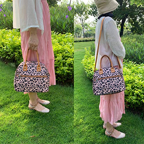 FlowFly Insulated Lunch Bag With Shoulder Strap for Women, Men, and Kids, Large and Reusable, Handle, Freezable Work and School Travel Tote and Meal Prep Organizer,Leapard - color: Leopard