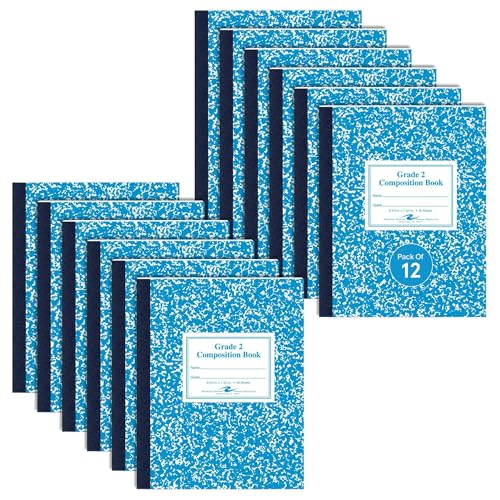 ROARING SPRING Primary Composition Book, Handwriting Notebook for Kids (K - 2nd Grade), Grade 2 Ruled, 3/4" Skip-Line Manuscript Paper, Flexible Cover, 9.75" x 7.5", 50 Sheets/100 Pages, 12 Pack - color: White
