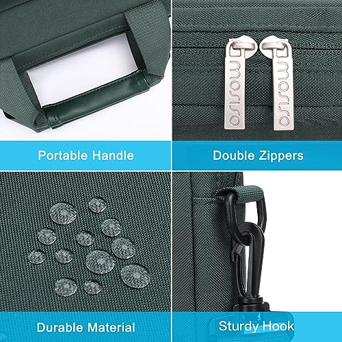 MOSISO Laptop Shoulder Bag 15.6 inch, 15-15.6 inch Computer Bag | Compatible with MacBook Pro 16 inch, HP, Dell, Lenovo with 2 Raised&1 Flapover&1 Horizontal Pocket&Handle&Belt, Emerald Green - color: Emerald Green, size: 16 inch