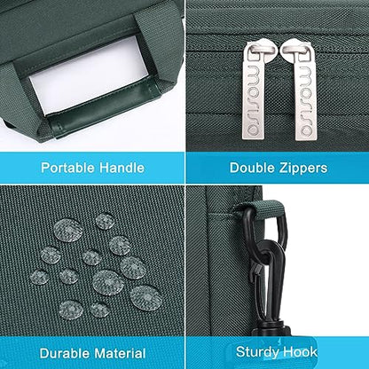 MOSISO Laptop Shoulder Bag 15.6 inch, 15-15.6 inch Computer Bag | Compatible with MacBook Pro 16 inch, HP, Dell, Lenovo with 2 Raised&1 Flapover&1 Horizontal Pocket&Handle&Belt, Emerald Green - color: Emerald Green, size: 16 inch
