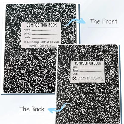 Left Handed Composition Notebook, Black Marble Left Handed Notebooks, 4pk | 9.75" x 7.5", Hard Cover Left Handed Notebooks for Adults, 160 Pages, College Ruled, For Adults and School - color: Black Marble 4PK