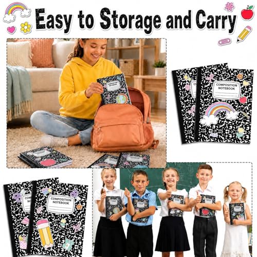12 Pack Large Composition Notebooks Bulk 9.8 × 7.5 in Wide Ruled Hard Cover Composition Book Assorted Marble Journal College Ruled Paper for College Office Back to School Supplies(Black and White) - size: 12 Pack, style: Composition