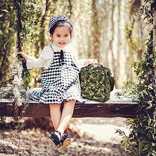 Pardick Camouflage Themed Boys Lunch Bag,Camo Army Green Kids Insulated Lunch Box with Adjustable Shoulder Strap Waterproof Lunch Bento Tote Bag Thermal Lunch Box for School Picnic Travel Outdoor - color: Camouflage