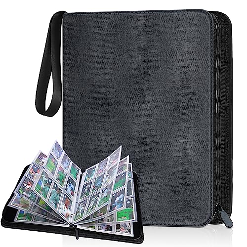 900 Pockets Card Binder, Trading Card Album Display Holder, PU Cover Zip Binder for Cards, Durable Card Holder Album for TCG Game Cards And Sports Cards - color: Black
