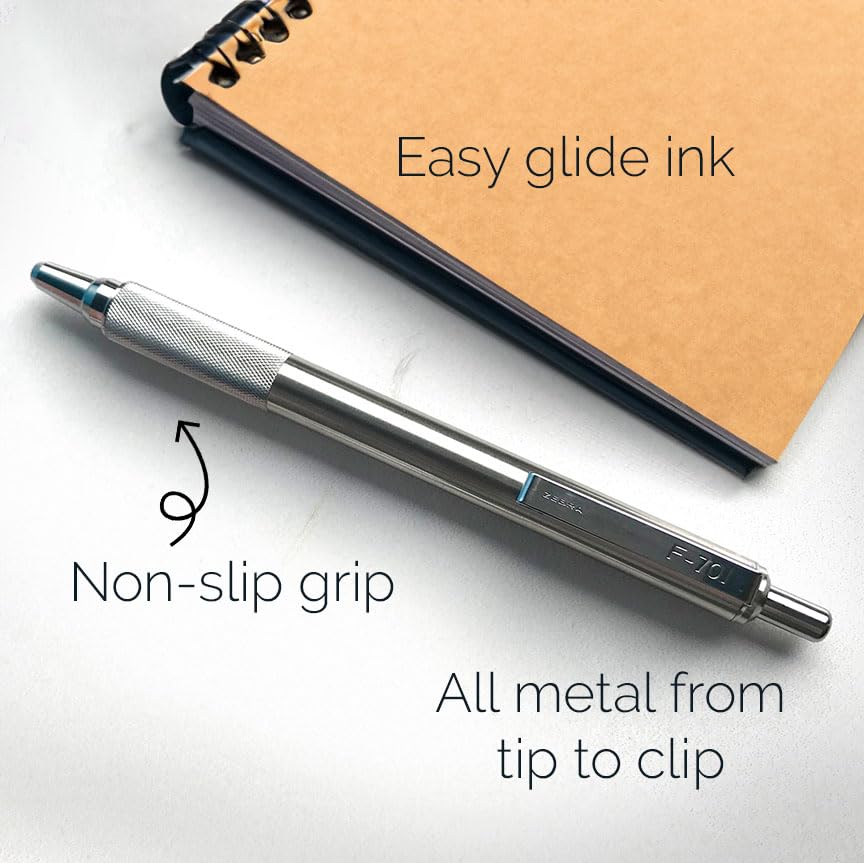 Zebra Pen M/F 701 Stainless Steel Mechanical Pencil and Ballpoint Pen Set, Fine Point, HB Lead and Black Ink, Ideal for Tactical Use, 2-Pack Gift Set (10519) - color: Black Set A