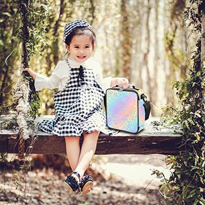 Pardick Leopard Print Kids Lunch Bag Rainbow Leopard Skin Insulated Lunch Box Mini Cooler Back to School Thermal Meal Tote Kit Bento Tote Bags Thermal Lunchbox for Boys Girls - color: Leopard Print