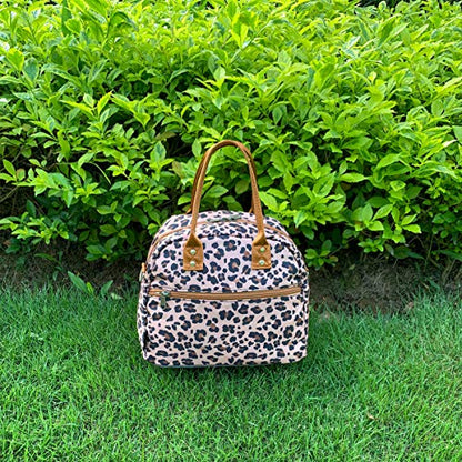 FlowFly Insulated Lunch Bag With Shoulder Strap for Women, Men, and Kids, Large and Reusable, Handle, Freezable Work and School Travel Tote and Meal Prep Organizer,Leapard - color: Leopard