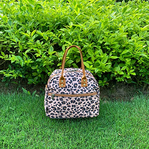FlowFly Insulated Lunch Bag With Shoulder Strap for Women, Men, and Kids, Large and Reusable, Handle, Freezable Work and School Travel Tote and Meal Prep Organizer,Leapard - color: Leopard