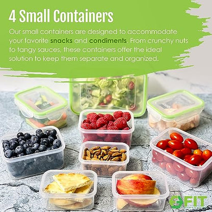 FIT Strong & Healthy Bento Box for Kids and Adults – Reusable Lunch Box Meal Prep Containers, Snack Boxes with Airtight Lid – Dishwasher, Freezer, Microwave Safe (Green, 7 Pack: 3×39oz, 2×17oz, 2×6oz) - size: 7 Pack, Multiple Sizes (39 oz, 17 oz, 6 oz)