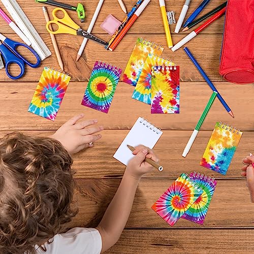 Zonon 48 Pcs Mini Tie Dye Notepads Bulk Blank Mini Spiral Notebooks Pastel Art Party Note Pads for Tie Dye Birthday Party Goodie Bag Fillers Classroom Rewards