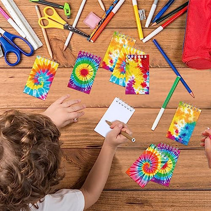 Zonon 48 Pcs Mini Tie Dye Notepads Bulk Blank Mini Spiral Notebooks Pastel Art Party Note Pads for Tie Dye Birthday Party Goodie Bag Fillers Classroom Rewards