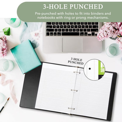 THREE LEAF 100 SHEETS WIDE RULED FILLER PAPER, PACK OF 36, LOOSE-LEAF SHEETS FOR SCHOOL AND OFFICE 100 CT. FILLER PAPER, NOTEBOOK PAPER - color: Wide Ruled, size: Pack of 36