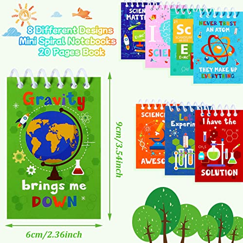 Cindeer Science Party Mini Notebooks Science Spiral Portable Notepads Bag Stuffers with 8 Designs Teacher Classroom Reward Supply for Boys Girls Planet Birthday Theme Party Favor(48 Pieces)