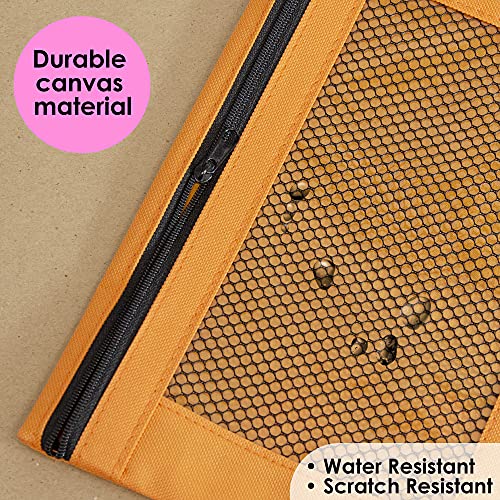 BAZIC PRODUCTS Retro Pastel 3-Ring Pencil Pouch with Mesh Window, 2-Pack | clear mesh window and a zipper closure for pens; pencils - color: Pastel Grey, size: 2-Pack
