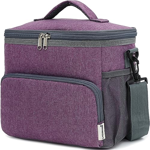 GYEUKHAM Unisex Insulated Lunch Bag, Purple, 10.2" x 7.5" x 9" - color: Purple