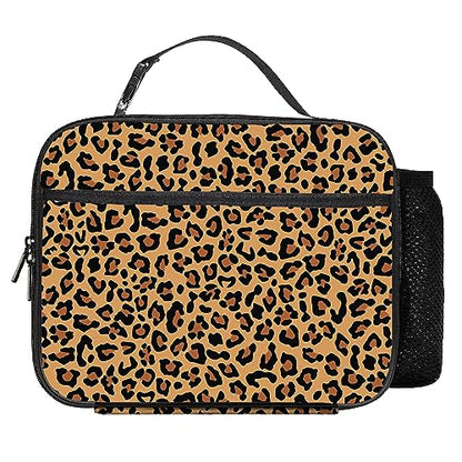 Leopard Print Lunch Bag Reusable Insulated Cheetah Lunch Box Keep Food Cooler Thermal Lunch Tote for Women Men - color: Leopard Print