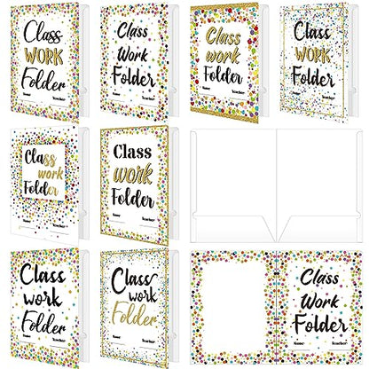 Yeaqee 32 Pcs Classwork Folders Homework Folders for Students Classwork Pocket Folder Portfolio Folder Homework Organizer for Classroom School Teachers Gifts Educational Supplies (Confetti) - style: Confetti