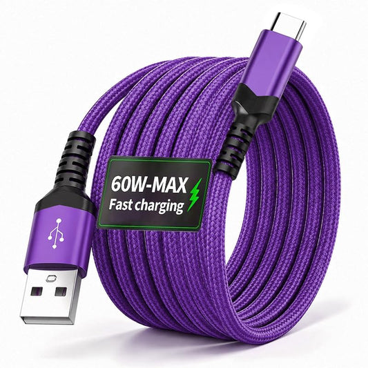 USB C Cable Fast Charging 3.3ft/6.6ft Nylon Braided, Type C Charger Cord Data Sync, Compatible with Smartphones Tablets (Purple,1m=3.3ft=39.3inch) - color: Purple, size: 1m=3.3ft=39.3inch