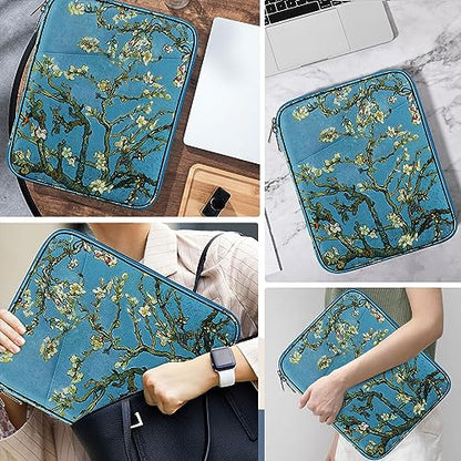 MoKo 9-11 Inch Tablet Sleeve Bag Carrying Case with Accessory Pocket | Fits iPad Air 11-inch M4, iPad Pro 11-inch M5, iPad A16 11-inch, iPad 10/9/8/7th and Tab S9/S8 11-inch, Apricot Flower - color: Apricot Flower, size: 9-11 Inch