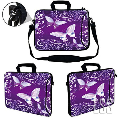 LSS 13.3 inch Laptop Sleeve Bag Notebook with Extra Side Pocket, Soft Carrying Handle & Removable Shoulder Strap for 12" 12.1" 13" 13.3" Apple MacBook Air, GW, Acer, Aspire Asus, Dell, HP, Sony, T - color: Purple Butterfly, size: 13 in – 13.3 in