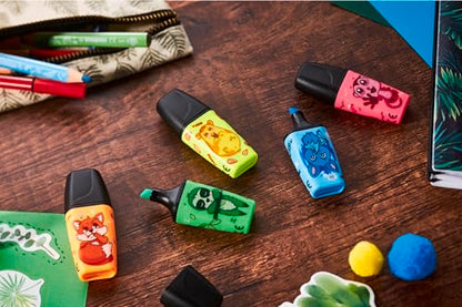STABILO BOSS MINI Animal Vibes - Highlighter - Pack of 3 - Assorted Colours - style: BOSS MINI (Wallet)