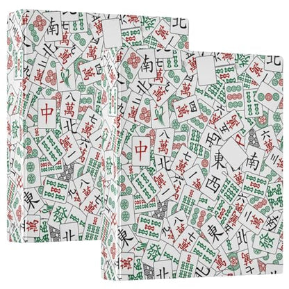 Mahjong Tiles Round Ring Binders 1.5 Inch 3 Ring Binder with Clipboard Holds 200 Sheets Office Home School - color: Multicolored 2