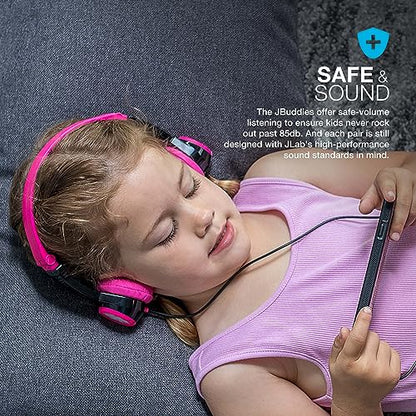 JLab JBuddies Folding Kids Wired Headphones with Volume limiting and Noise Isolation, Pink - color: Black/Pink, style: Folding