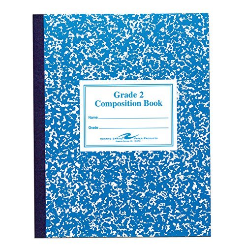 Roaring Spring Composition Notebooks, 5-Pack, Grade 2 Ruled, 50 Sheets 15# White Paper, 9.75"x7.75", Designed for Grade 2 Classes, Practicing Writing & Penmanship, Blue Marble Flexible Cover