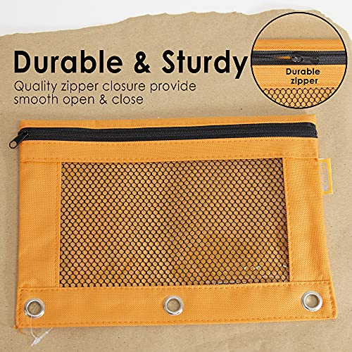 BAZIC PRODUCTS Retro Pastel 3-Ring Pencil Pouch with Mesh Window, 2-Pack | clear mesh window and a zipper closure for pens; pencils - color: Pastel Grey, size: 2-Pack