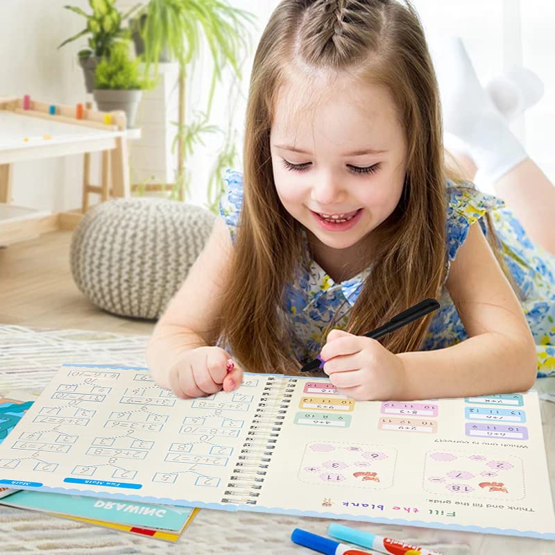 AALGO Large Magic Grooved Writing Practice Book-Reusable Handwriting Practice for Kids 8-10- Pre k workbooks - size: 10.2inx7.2in