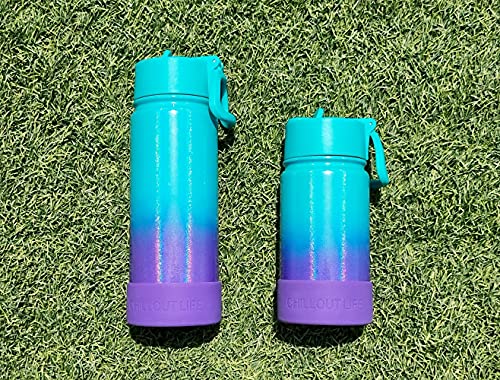 CHILLOUT LIFE 17oz Kids Insulated Stainless Steel Water Bottle with Leak Proof Straw Lid & 144 Stickers - color: Mermaid Sparkle, style: 17 oz
