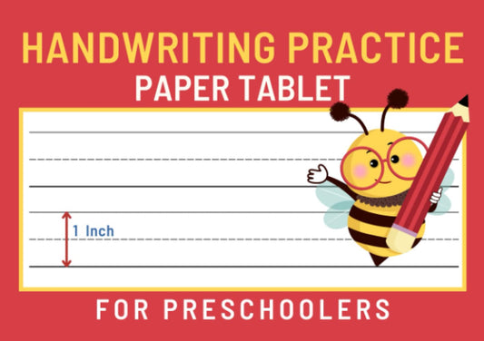 Hand Writing Practice Paper Tablet for Preschoolers: Landscape Writing Pads for Kids 2 years+ 1 Inch Wide Primary Ruled Paper with Dashed Midline for Beginners