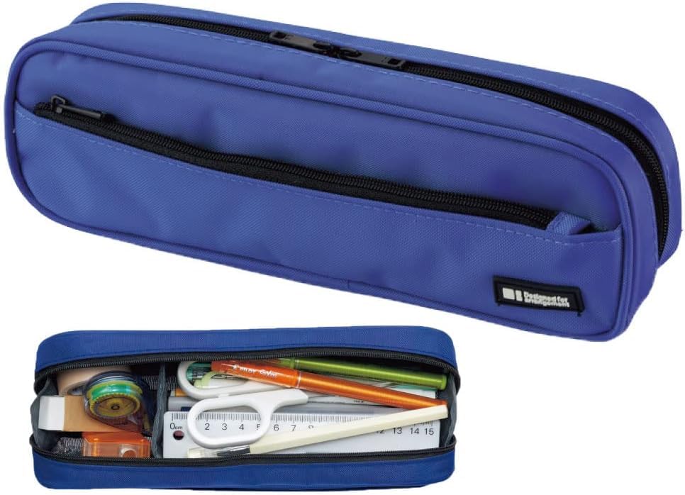 LIHIT LAB Large Capacity Zipper Long Pencil Case For School Office College, Big Capacity Pencil Bag Holder Adults Teen Boys Girls, Travel Cosmetics Storage, Blue (A7552-108) - color: Blue